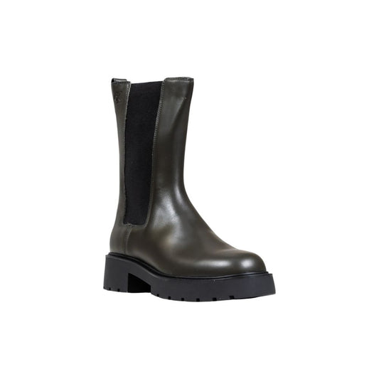 Gray Leather Ankle Boots