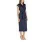 Blue Polyester Long Dress