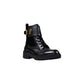 Black Artificial Leather Lace-Up Boots