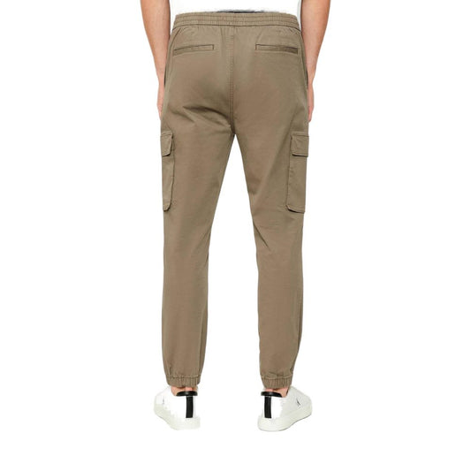 Beige Cotton Casual Pants