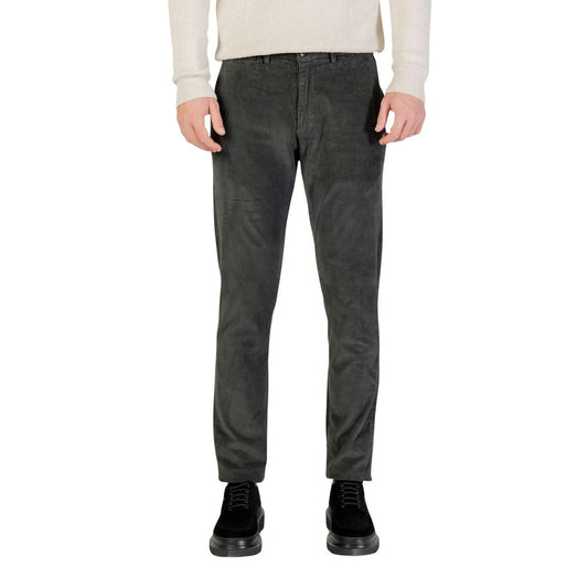 Green Cotton Casual Pants