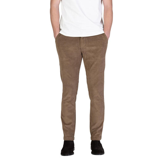 Brown Cotton Casual Pants