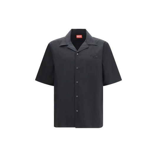 Black Cotton Shortsleeve Shirt