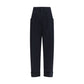 Blue Cotton Casual Pants