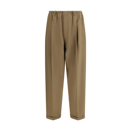 Beige Polyester Casual Pants