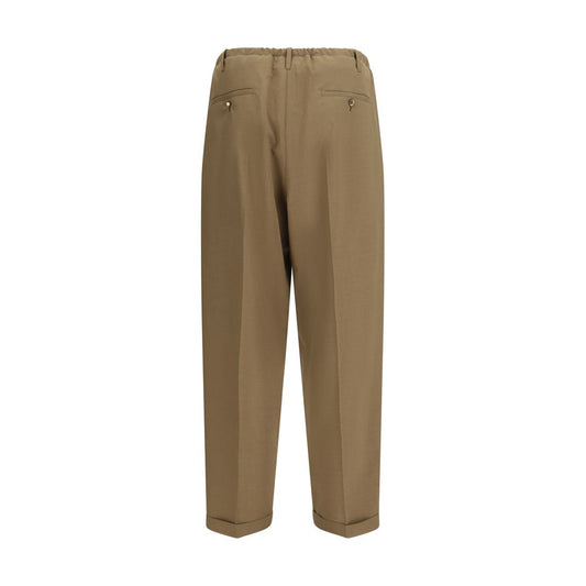 Beige Polyester Casual Pants