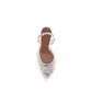 White Polyester High Heel Pumps