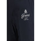 Blue Cotton Casual Pants