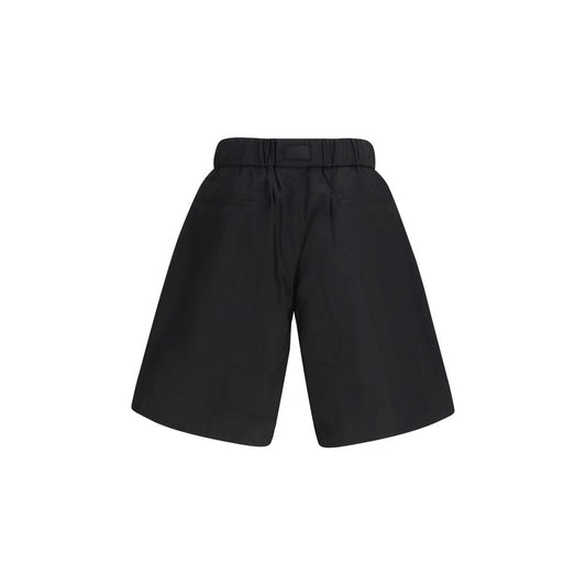 Black Cotton Bermuda Shorts