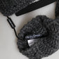 Gray Acrylic Knitted Fingerless Arm Warmer Gloves
