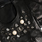 Black Embellished Wrist Length Mitten Women Gloves