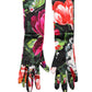 Multicolor Floral Print Elbow Length Women Gloves