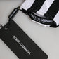 Black White Stripes Nylon Elbow Length Women Gloves