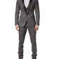 Gray Wool Single Breasted 1 Button 3PC Suit