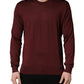 Maroon Silk Men Crew Neck Pullover Sweater