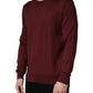 Maroon Silk Men Crew Neck Pullover Sweater