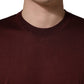 Maroon Silk Men Crew Neck Pullover Sweater