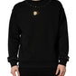 Black Embellished Cotton Sweatshirt Sweater