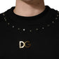 Black Embellished Cotton Sweatshirt Sweater