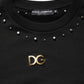 Black Embellished Cotton Sweatshirt Sweater