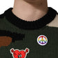 Multicolor Intarsia-Knit Camouflage Pullover Sweater