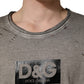 Gray DG Logo Print Cotton Round Neck T-shirt