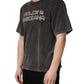 Gray Logo Embellished Men Crew Neck T-shirt