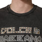 Gray Logo Embellished Men Crew Neck T-shirt