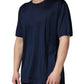 Dark Blue Silk Short Sleeve CrewNeck T-shirt
