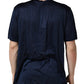 Dark Blue Silk Short Sleeve CrewNeck T-shirt