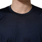 Dark Blue Silk Short Sleeve CrewNeck T-shirt