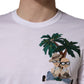 White Palm Embroidered Men Crew Neck T-shirt