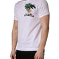 White Palm Embroidered Men Crew Neck T-shirt