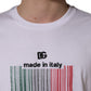 White Barcode Print Cotton Crew Neck T-shirt