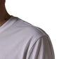 White Barcode Print Cotton Crew Neck T-shirt