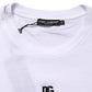 White Barcode Print Cotton Crew Neck T-shirt