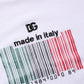 White Barcode Print Cotton Crew Neck T-shirt