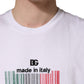 White Barcode Cotton Crew Neck Men T-shirt