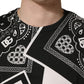 Black White Bandana Cotton Crew Neck  T-shirt
