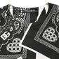 Black White Bandana Cotton Crew Neck  T-shirt