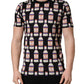 Black Bottle Print Cotton Crew Neck  T-shirt