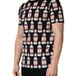 Black Bottle Print Cotton Crew Neck  T-shirt