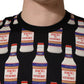 Black Bottle Print Cotton Crew Neck  T-shirt