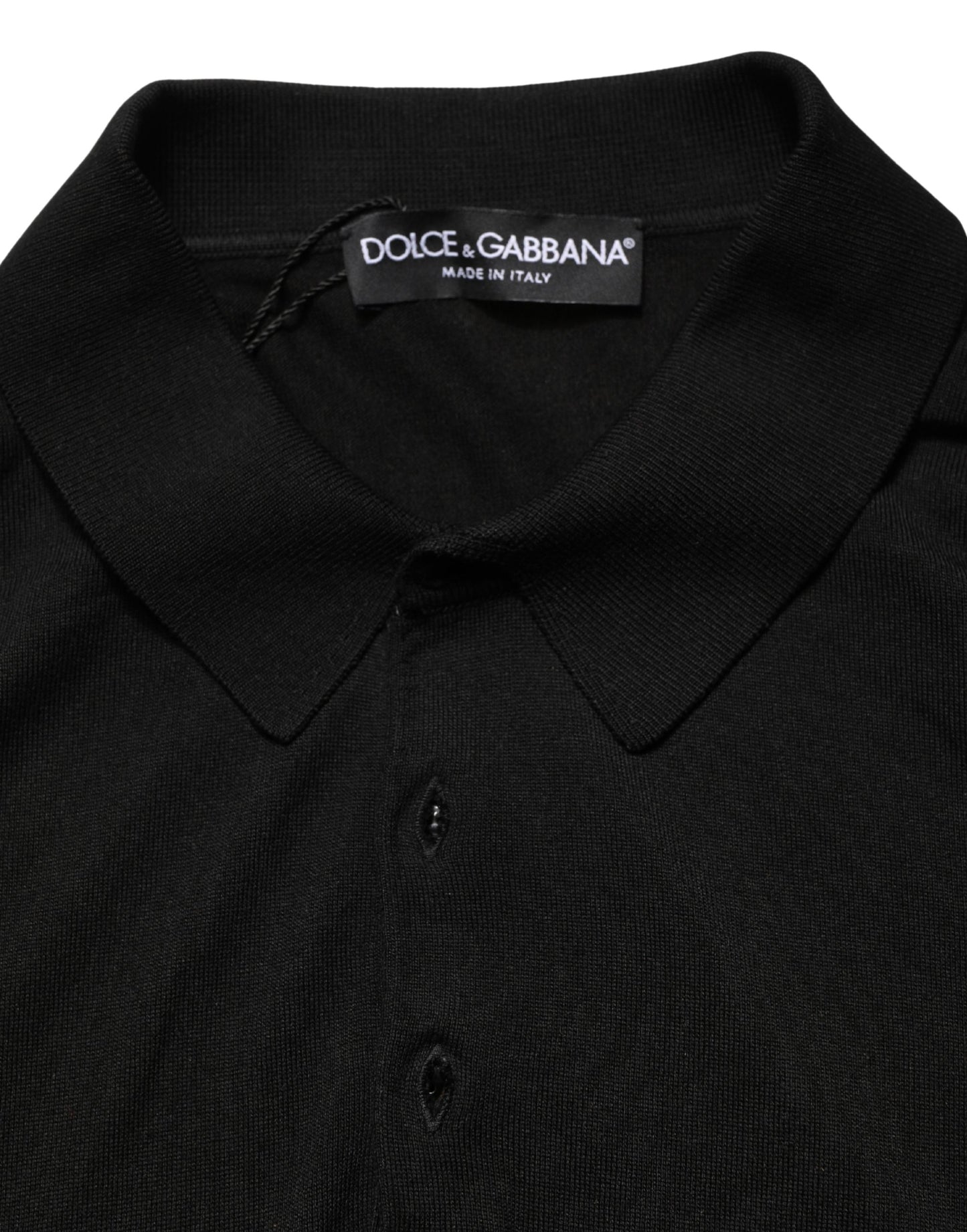 Black Wool Short Sleeves Men Polo  T-shirt
