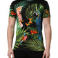 Black Bird Print Cotton Men Crew Neck T-shirt