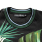 Black Bird Print Cotton Men Crew Neck T-shirt
