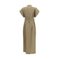 Beige Cotton Casual Dress