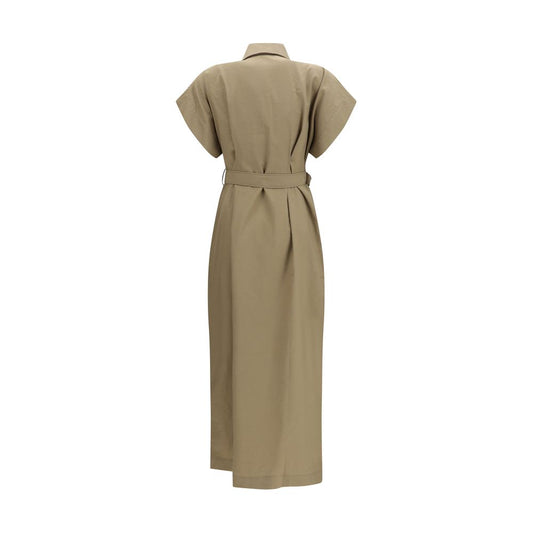 Beige Cotton Casual Dress
