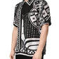Black White Bandana Print Collared Shirt