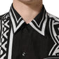Black White Bandana Print Collared Shirt